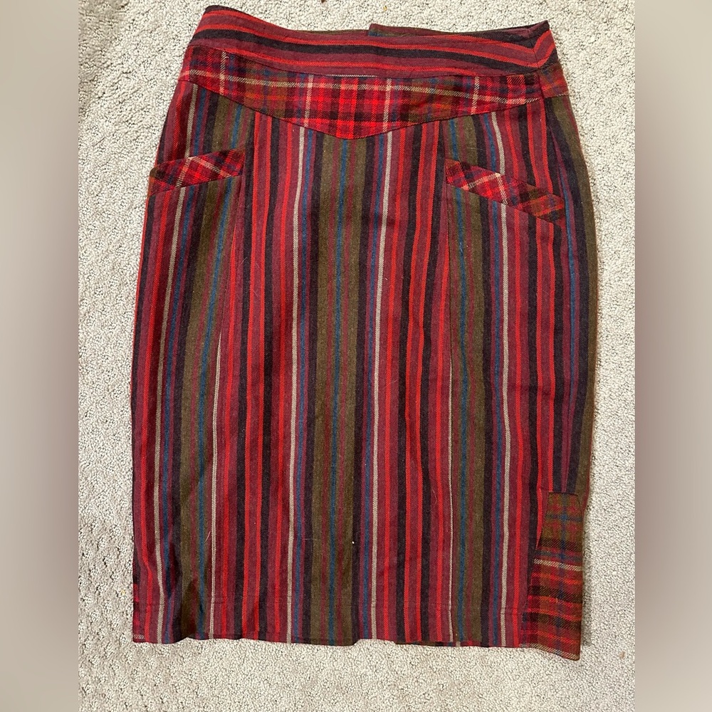 Robert Graham Striped Wool Blend Pencil Skirt Sz 6 Silk Lining Work Party